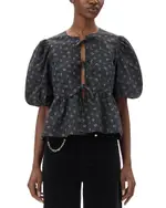 Ganni Printed Peplum Blouse