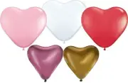 12 Inch Assorted Heart Shaped Latex Balloons - 50 Count