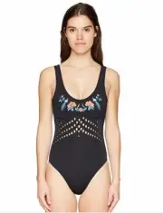 Cynthia Rowley Women's Perforated Scoop Embellished Racy One Piece, XS