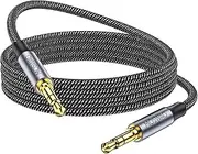 MOSWAG 3.5mm Aux Cord to 3.5mm Audio Aux Jack Cable Male to Male Aux Cable Nylon Braided Stereo Jack Cord for Phones,Headphones,Speakers,Tablets,PCs,Music Players and More (1.64FT/0.5Meter, Black)
