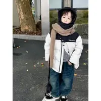 在飛比找ETMall東森購物網優惠-okaidi童裝冬裝男童拼色連帽加厚羽絨服兒童洋氣面包服休閑