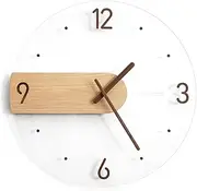 AIMALL 16-Inch Modern Solid Wood Wall Clock Decorative Home Clock for Living Room and Bedroom, Minimalist Design with Silent Quartz Movement