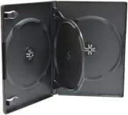 2 14Mm CD DVD Storage Case 3 Discs Black with Tray Triple Holder Box 2 Pack Pre