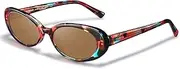 [Carfia] Acetate Trendy Retro Oval Sunglasses for Women Polarized UV Sun Protection Fashion Novelty Glasses CA5501