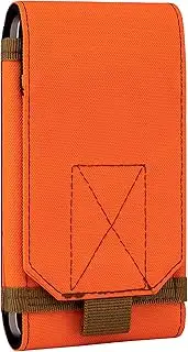 bvya Tactical Molle Phone Holster Pouch Belt Case Cover for iPhone 15 Pro Max/15 Pro/15 Plus/15/14 Pro Max/13 Pro Max/12 Pro Max and Other 4.7"-6.9" Smartphones, Size Large (Orange(1 Pack))