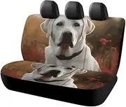 BVNMT Rear Seat Cover for Car Dog Car Seat Cover White Labrador Non-Slip Durable Rear Seat Protector for Cars SUV &Truck