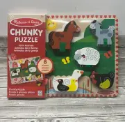 Melissa & Doug-Farm Animals 8pc Wooden Chunky Puzzle-New In Package
