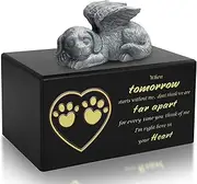 DiDiBirDi Pet Urn Dog Ashes Box Wooden Black Dog Urns for Ashes Cremation Urn with Dog Angel and Ashes Bag,Memorial Box for Dog