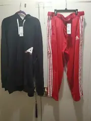 Adidas Marquee Hoodie Top and Bottom 3XL In Redand Black.