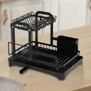 2 Tier Kitchen Sink Organizer Dish Drainer Chopstick Holder Cutting Board Holder