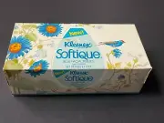NEW Vintage *KLEENEX Brand ~Softique BLUE TISSUES Tissue Box UNUSED Scented PROP