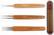 Dreadlocks Crochet Hook for Hair 3pcs/set (1 hook, 2 hooks, 3 hooks) 0.75mm Dreadlock Hooks with Wooden Handle Crochet Needles for Hair Dreadlock Needle Tool for Braid Craft