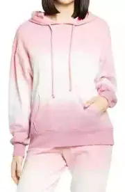 BP. Oversized Hooded Sweatshirt In Pink Dip Dye slouchy pocket. Sz S NWT 4568
