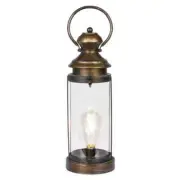 Alpine Corporation 17" Battery Gold Metal &Glass LED Indoor Outdoor Lantern