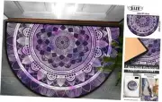 Purple Mandala Pattern Half Round Door Mat Non-Slip Half Circle Area Rug 24" x