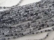 13 inch strand of natural Black Rutile Round Faceted 3-3.5mm beads.