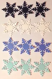 Snowflake Die-Cuts(12pcs)1"dia. White & Blue•Holidays•Cold •Christmas•Wintertime
