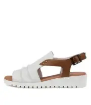 New Django & Juliette Madis White Dark Tan Sandals Womens Shoes Casual