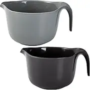 Osnell USA 2 Pcs Large Mixing Bowls with Handles, 3.6 qt - Plastic Nesting Bowls for Kitchen, Lightweight Batter Bowls, Easy to Clean, Black & Gray