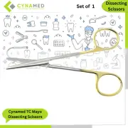 Cynamed TC Mayo Dissecting Scissors Shears Tungsten Carbide Inserts & Gold Rings