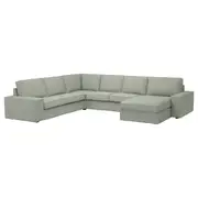 KIVIK corner sofa, 5-seat w chaise longue, Gunnared light green