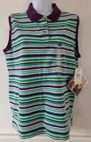 NWT Cabela’s Women's Spring Creek Sleeveless Polo Magnum Purple Stripe Size M