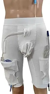 WEEOATAR Nephrostomy Bag Underwear, Catheter Leg Bag Holder, Catheter Stabilization Device for Foley, Nephrostomy, Suprapubic & Biliary Catheters Holds (2) 500ml Nephrostomy Bags (White, XL)