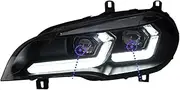 Car Compatible For BMW X5 E70 2007-2013 Headlights Bi Xenon Bulb Fog Lights Car Accessory E70 Head Lamp(2007-2010,LEFT AND RIGHT_RHD)