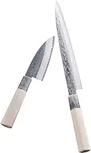 Yaksell 32055 Kantou Heisaku Knife, Set of 2, Sashimi Knife, Koide Blade, Made in Japan, for Beginners, Single-Edged, Japanese Knife, Fish Handling, Hammered