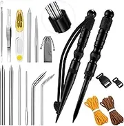 Shimeyao 12 Pcs 2025 Update Paracord FID Knotter Tools Set Stainless Steel Marlinspike Set Stitching Lacing Needles Smoothing Knotter Tools for Marlinspike Paracord Leather Other Cords(Black)