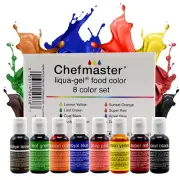 Chefmaster - Liqua-Gel Food Coloring - Fade Resistant Food Coloring - 8 Pack - V