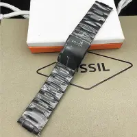 在飛比找Yahoo!奇摩拍賣優惠-【熱賣精選】正品FOSSIL鋼錶帶不鏽鋼黑色24MM平口通用
