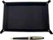 Japanese Grain Cowhide Leather Pen Tray Black Metal Ring Cap Sliding Retro Pen Set TRASB-8838B