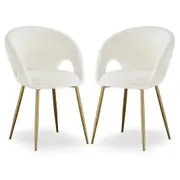 Jazlyn Bouclé Gold Legs Dining Chair (Set of 2) - Cream Cream