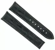 24MM LEATHER WATCH BAND STRAP CLASP 24/18MM FOR OMEGA RAILMASTER XXL WATCH BLACK