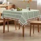 Boho Small Square Tablecloth 36''x36'', Sage Green Linen Table Green 36inch