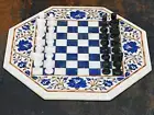 15" Marble Chess Table Top Inlay With Pieces
