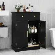 CostwayFloor Storage Cabinet with Drawer and Adjustable Shelf-Black