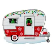 Christmas Camper With Lights Wreath & Snowflakes Christmas Ornament