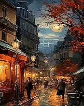 ARTMYRUI City Street Paint by Number for Adults Canvas,Street Scenery Paint by Numbers for Adults Beginner,Acrylic Watercolor Paint by Number,DIY Oil Painting for Home Wall Decor Gifts (16 x 20inch).