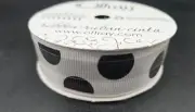 Offray Polka Dot Ribbon White with Black Dots 7/8" x 9 ft NEW