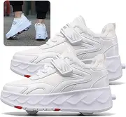 [AMMFIT] New Kids Roller Skates Shoes Winter Warmth Sneakers for Girls Boys Double-Row Wheels Shoe Technical Skateboarding Shoes,White-8