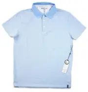 Kenneth Cole Mens Polo Golf Shirt S Performance Short Sleeve Classic Blue Stripe