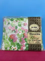 Vtg Stevens Utica No Iron Percale King Fitted Sheet Wild Berry Made USA NEW NOS