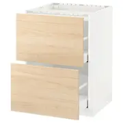 METOD / MAXIMERA base cab f hob/2 fronts/2 drawers, white/Askersund light ash effect, 60x60x80 cm