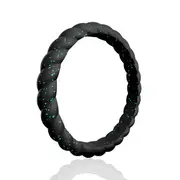 ROQ Silicone Wedding Stackble Braided Single Ring - Black-Turquoise by ROQ for Women - 11 mm Ring