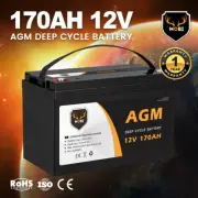 MOBI 170AH 12V AGM Battery Camping Marine 4WD Fridge Solar Deep Cycle Batteries