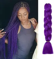 24 Inch Braids Extensions Jumbo Braids Synthetic Hair 1 Bundle Kanekalon Synthetic Crochet Hair Braiding Hair Afro Box Braiding (Dark Purple)