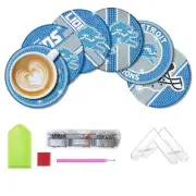 6 Pcs Diamond Paintings Coasters Kits with Holder,DIY Football Diamond Art