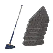 360 Rotating Adjustable Cleaning Mop, Triangle Cleaning Mop With Automatic Water Squeeze Function Blue